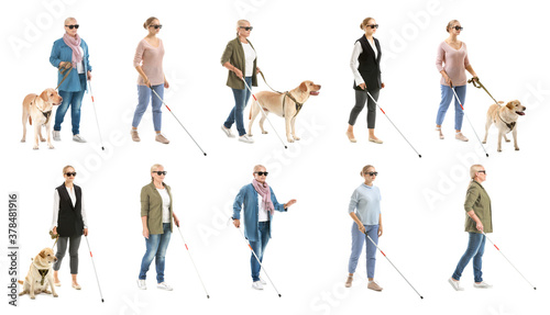 Blind women on white backgr...