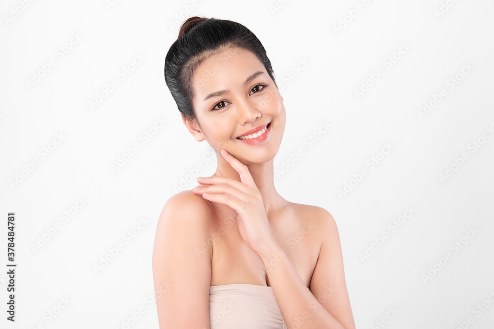 Beautiful young asian woman with clean fresh skin on white background, Face care, Facial treatment, Cosmetology, beauty and spa, Asian women portrait Beautiful young asian woman with clean fresh skin on white background, Face care, Facial treatment, Cosmetology, beauty and spa, Asian women portrait