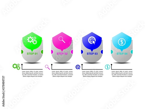 Business data visualization.  Abstract Process chart or graph elements, diagram with step option parts or processes. Vector business template for presentation. Creative concept for infographic.