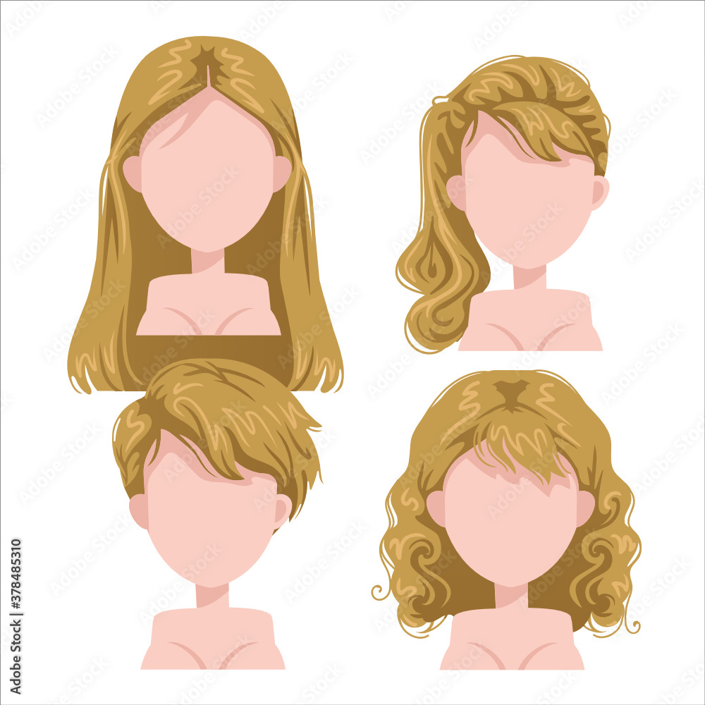 Blonde hair woman set. Beautiful hairstyle blonde hair woman. Curly and straight hair Blonde hair woman set. Beautiful hairstyle blonde hair woman. Curly and straight hair