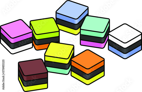 A selection of cubic / square colourful liquorice / licorice all-sorts.