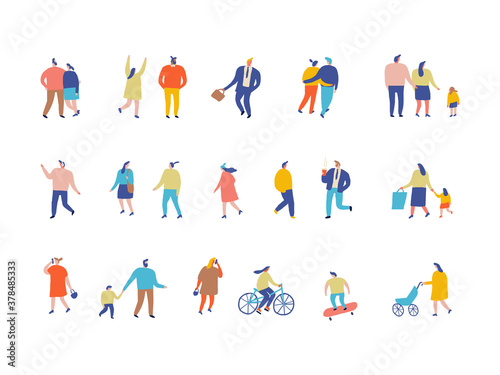 People Flat Vector Set. Crowd.