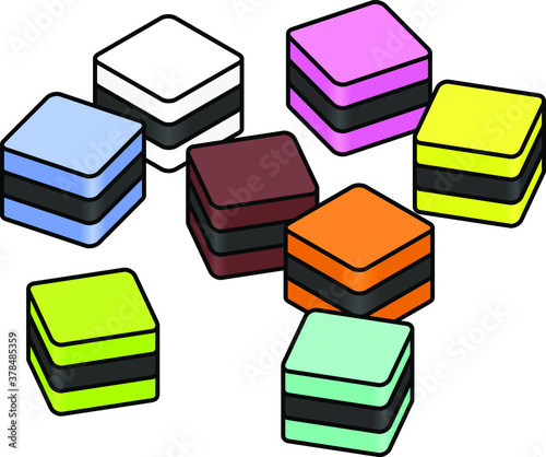 A selection of cubic / square colourful liquorice / licorice all-sorts.