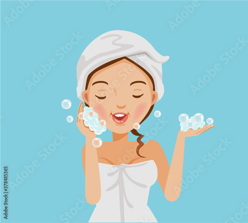 Woman Lathering Bubbles