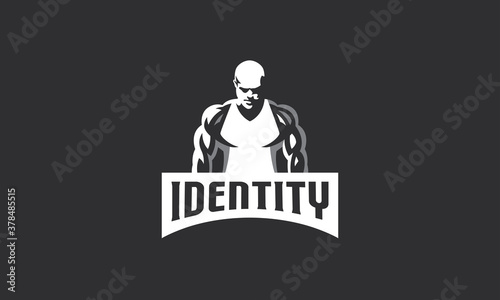 A muscular bodybuilder logo. Gym logo. Gym logo for sale.