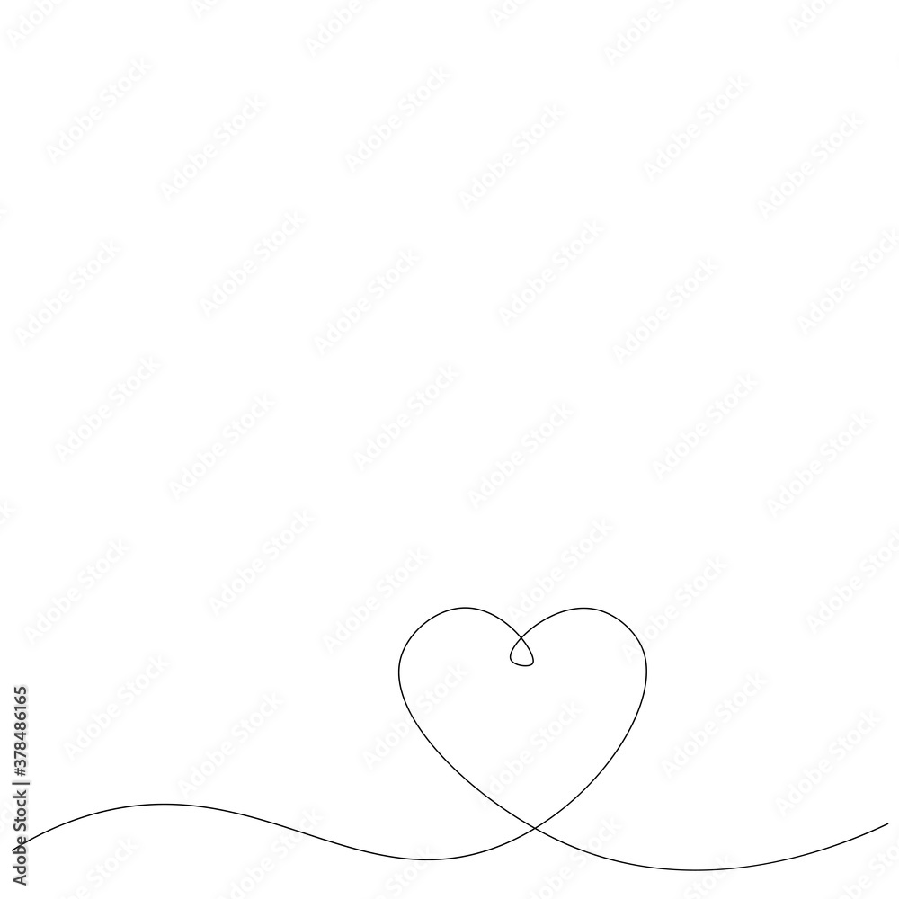 Heart banner. Line drawing. Vector illustration