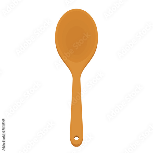 Spoon vector. Wood spoon on white background.