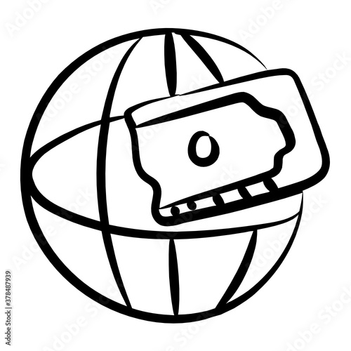 
Globe with banknote, an editable vector style of international money 
