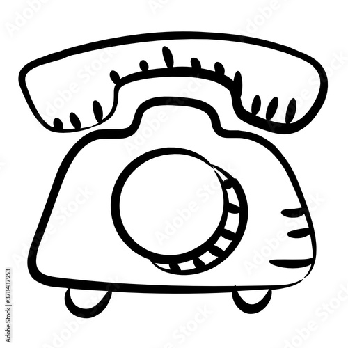 Vintage telephone icon design, trendy vector of landline phone 