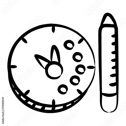 
Pencil with wall clock depicting time management 
