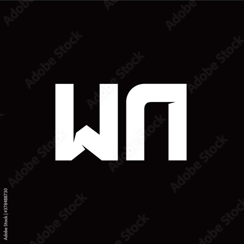 W N letter monogram style initial logo template