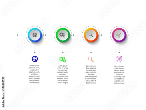 Business data visualization.  Abstract Process chart or graph elements, diagram with step option parts or processes. Vector business template for presentation. Creative concept for infographic.