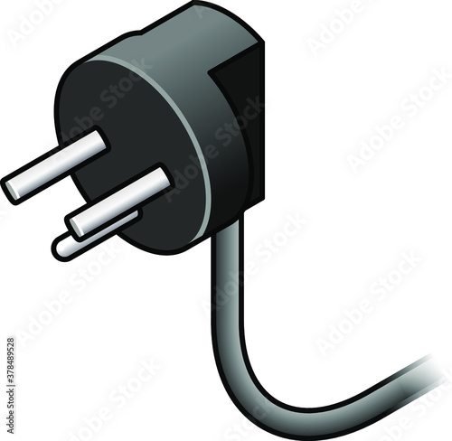 International AC power plug: Denmark. Three pins with slanted oval active and neutral pins.
