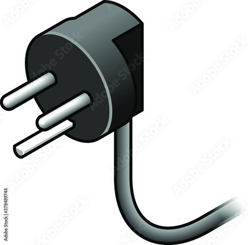 International AC power plug: Denmark. Three pins with a semicircular ground pin.