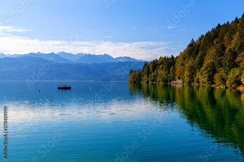 Walchensee on a beautiful sunny day