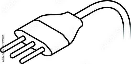 International AC power plug: Italy. Three pins. Line art.