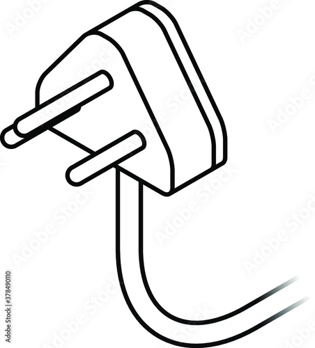 International AC power plug: Israel. Three pins. Line art.