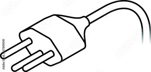 International AC power plug: Switzerland. Three pins. Line art.