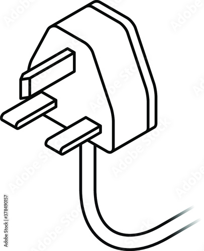 International AC power plug: UK, Singapore, Malaysia, Hong Kong. Three rectangular pins.