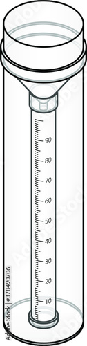 A rain gauge (nilometer hygrometry pluviometer udometer.)