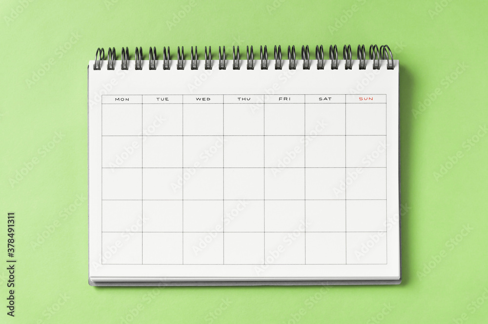 Blank calendar on color background. カラー背景上のブランクカレンダー Blank calendar on color background. カラー背景上のブランクカレンダー