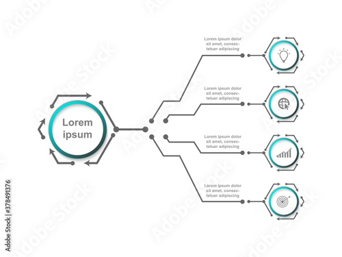 Business data visualization.  Abstract Process chart or graph elements, diagram with step option parts or processes. Vector business template for presentation. Creative concept for infographic.
