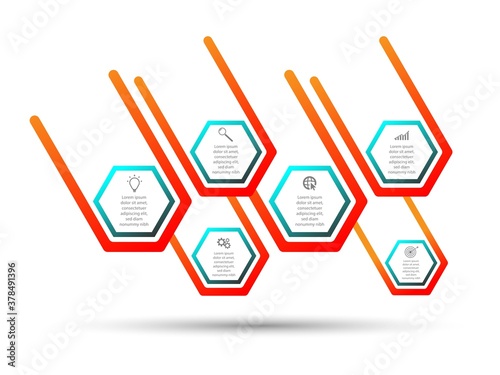 Business data visualization.  Abstract Process chart or graph elements, diagram with step option parts or processes. Vector business template for presentation. Creative concept for infographic.