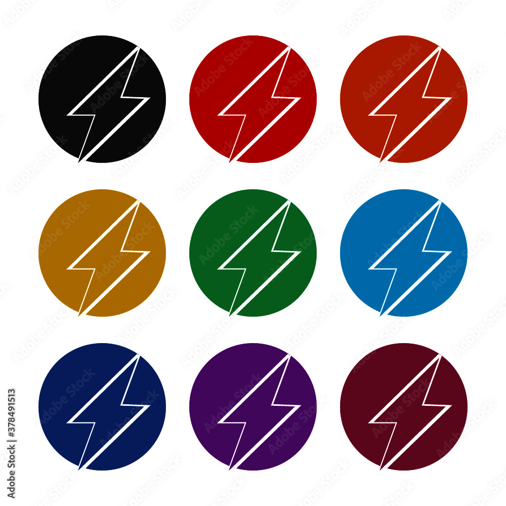 Lightning bolt in the circle graphic icon, color set Lightning bolt in the circle graphic icon, color set