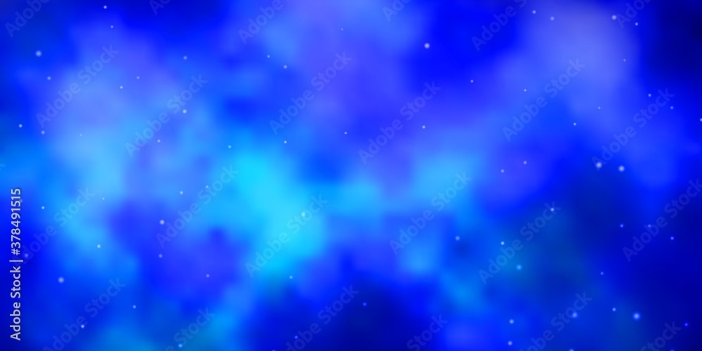 Dark BLUE vector template with neon stars. Shining colorful illustration with small and big stars. Pattern for wrapping gifts.