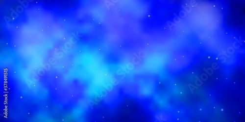 Dark BLUE vector template with neon stars. Shining colorful illustration with small and big stars. Pattern for wrapping gifts. © Guskova