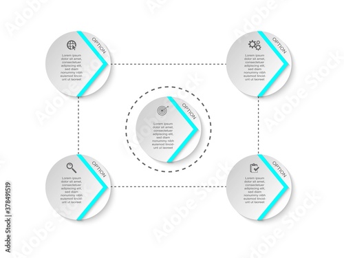 Business data visualization.  Abstract Process chart or graph elements, diagram with step option parts or processes. Vector business template for presentation. Creative concept for infographic.