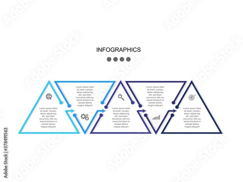 Business data visualization.  Abstract Process chart or graph elements, diagram with step option parts or processes. Vector business template for presentation. Creative concept for infographic.