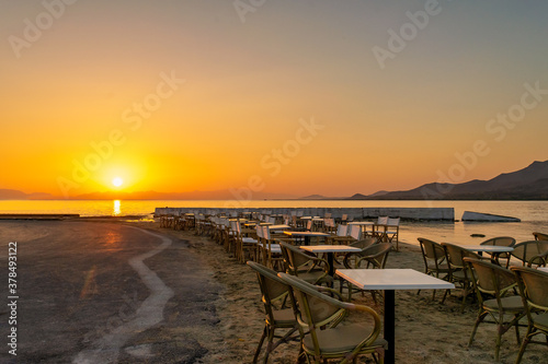 Sunset at Elafonisos island in Greece. 