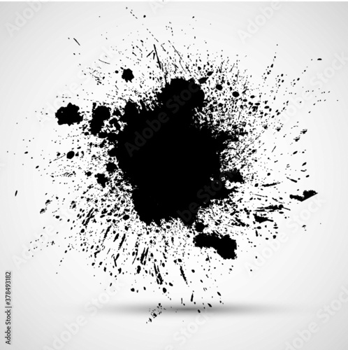 Ink Splash Background . Black Paint Splattered Shape . Grunge texture vector