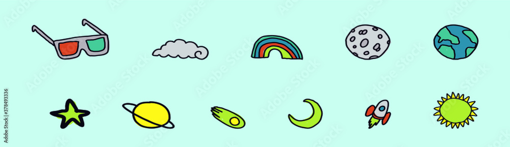 Obraz premium set of solar eclipse cartoon icon design template with various models. vector illustration