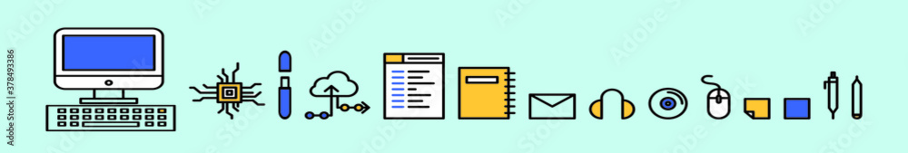 set of engineering cartoon icon design template with various models. vector illustration set of engineering cartoon icon design template with various models. vector illustration