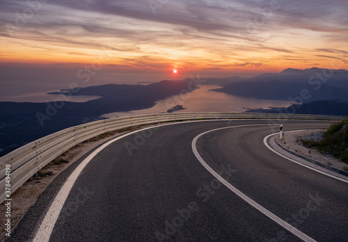 Beautiful scenic road at sunset