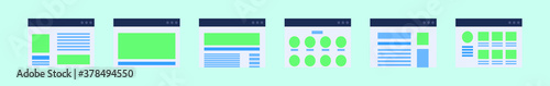 set of website templates cartoon icon design template with various models. vector illustration
