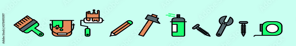 Obraz premium set of drawing and painting cartoon icon design template with various models. vector illustration
