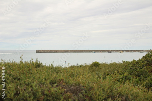 Warrnambool Breakwater with Sea and Coastal Plants