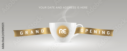 Grand opening or re-opening vector banner, illustration.
