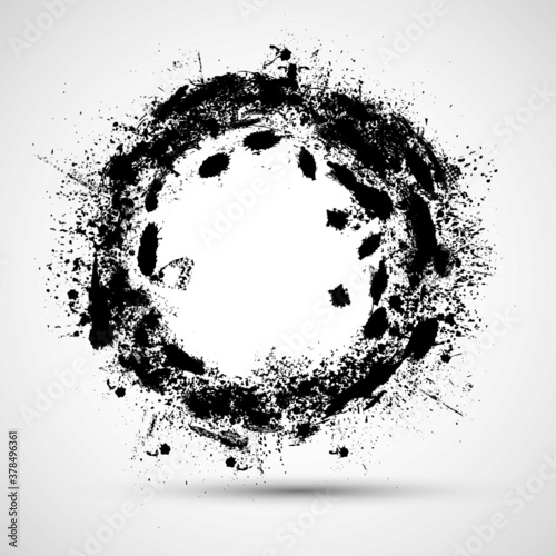 Ink Splash Background . Black Paint Splattered Shape . Grunge texture vector