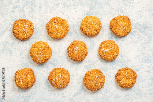 Gluten free millet cookies with coconut flakes.