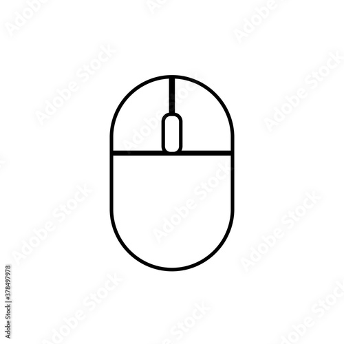 Wireless computer mouse in flat linedesign isolated. photo