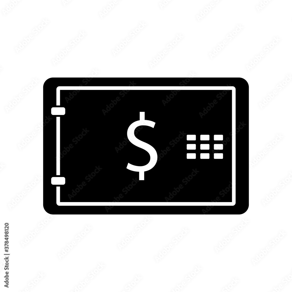 Security metal safe flat design line icon.