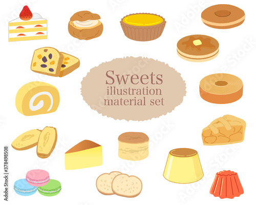 Sweets illustration material set / Vector