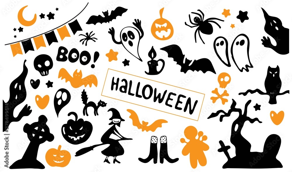 Fototapeta premium Set of vector icons for halloween. Isolated vector.