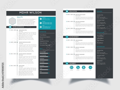 Elegant CV / resume template minimalist