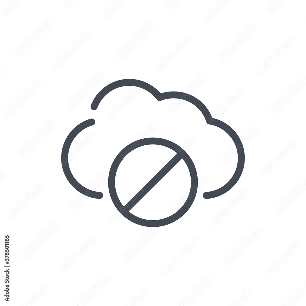 Cloud Service Bad Connection line icon. Problem with Cloud Server vector outline sign. Cloud Service Bad Connection line icon. Problem with Cloud Server vector outline sign.
