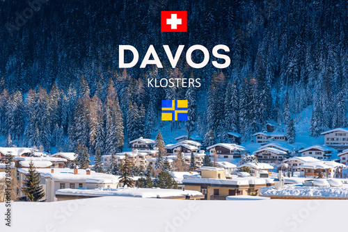 Winter Landscape of famous Alpine ski resort DAVOS, SWITZERLAND.